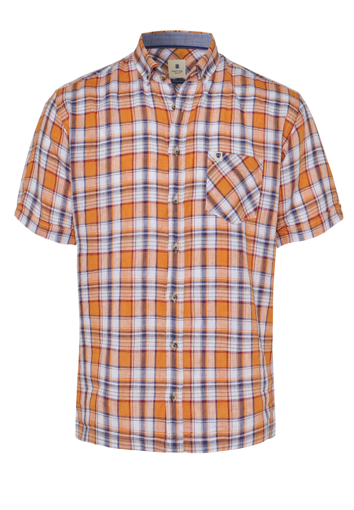 D60011-42203 HATICO- Sport Hemd regular fit Halbarm 653 karo orange