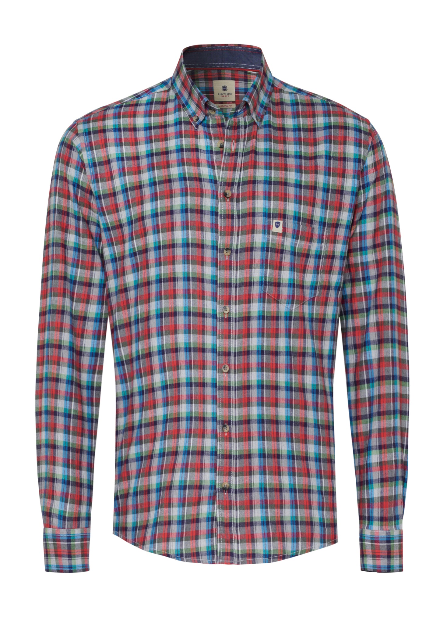 D70011-71203 HATICO- Sport Hemd Modern Fit Langarm 982 karo multicolor