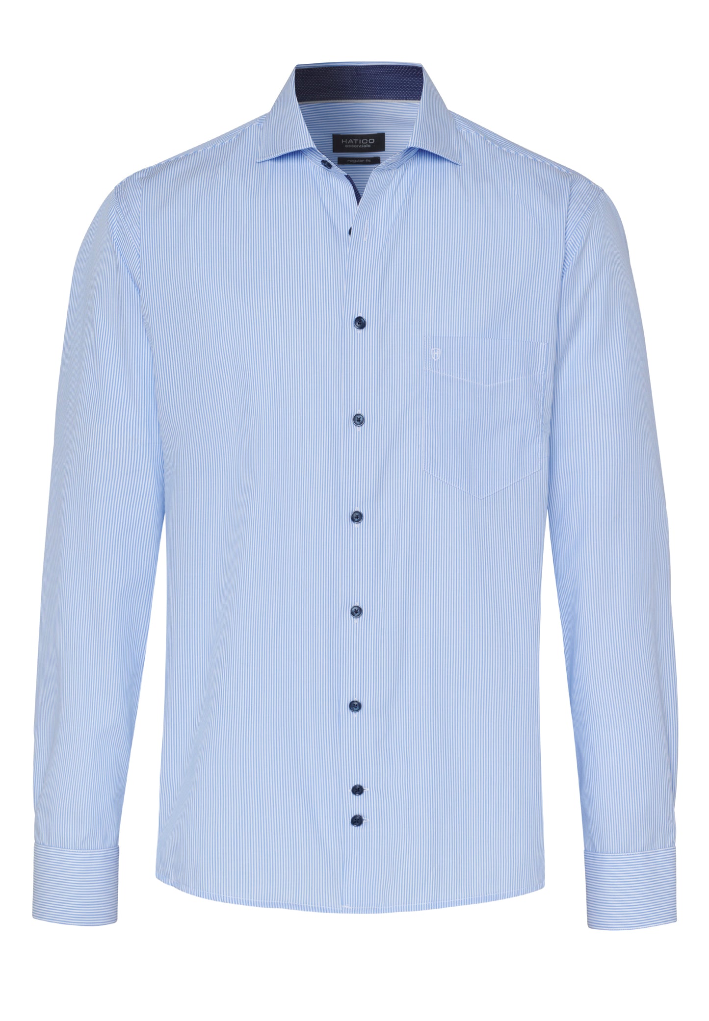 3265-81704 HATICO- Essentials Hemd Regular Fit Langarm 160 streifen hellblau