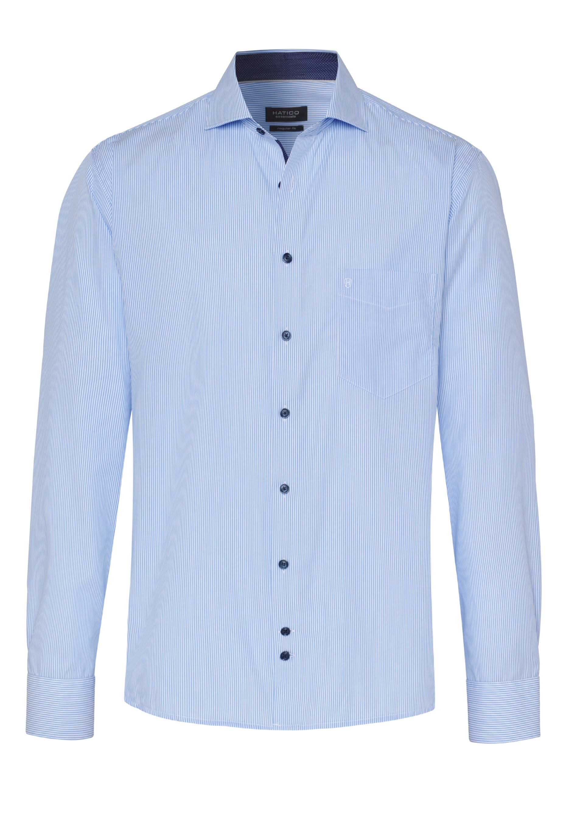 3265-81704 HATICO- Essentials Hemd Regular Fit Langarm 160 streifen hellblau