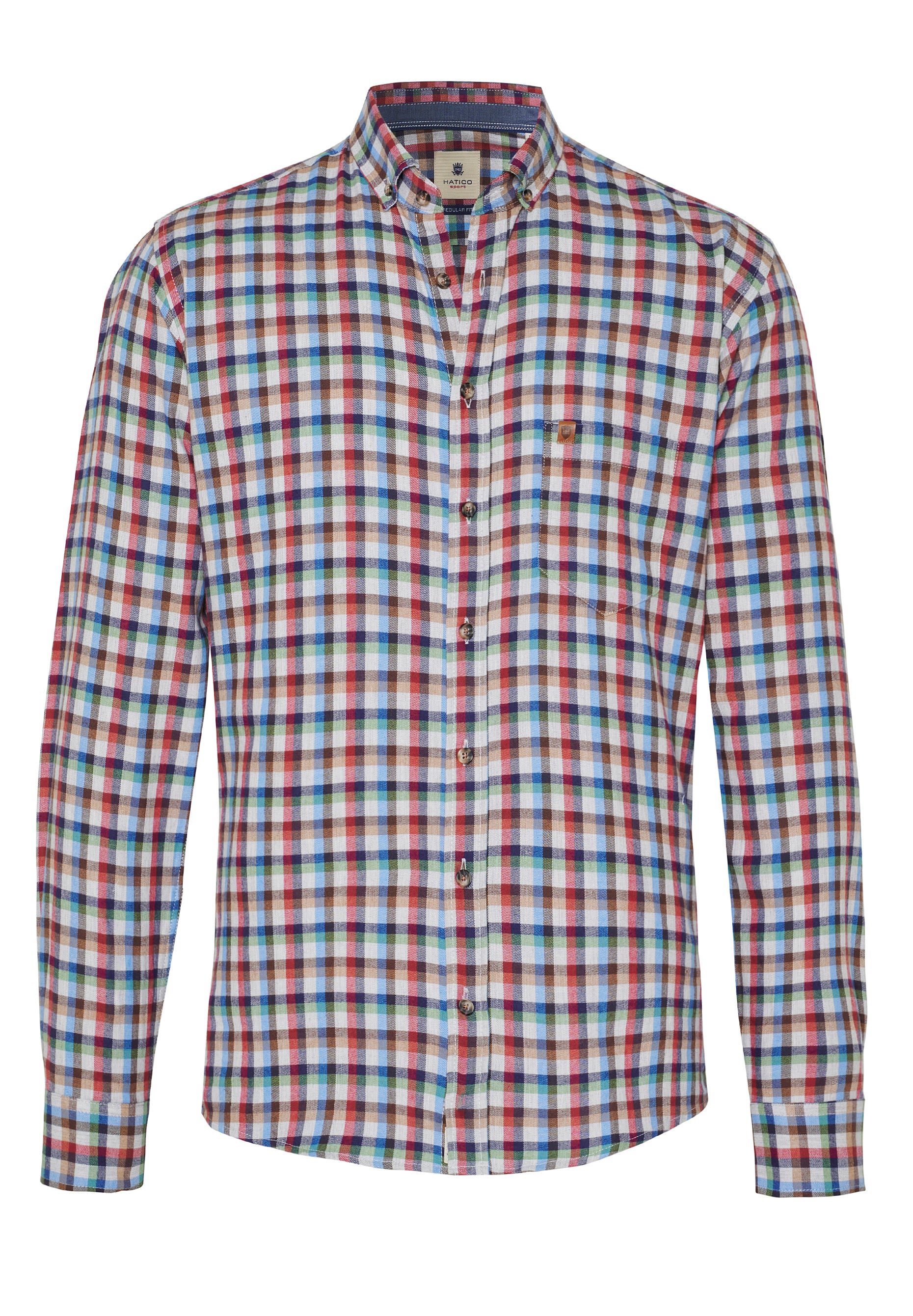 D50014-31202 HATICO- Sport Hemd Regular Fit Langarm 982 karo multicolor