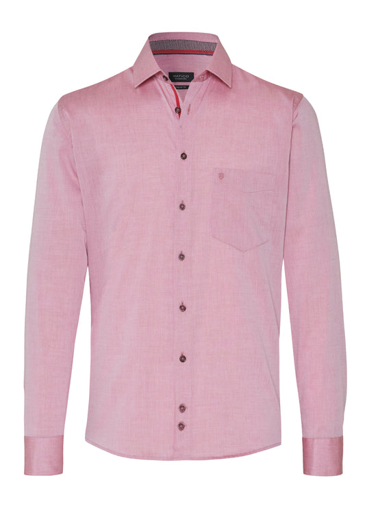 D50063-31114 HATICO- Essentials Hemd Regular Fit Langarm 305 uni rot
