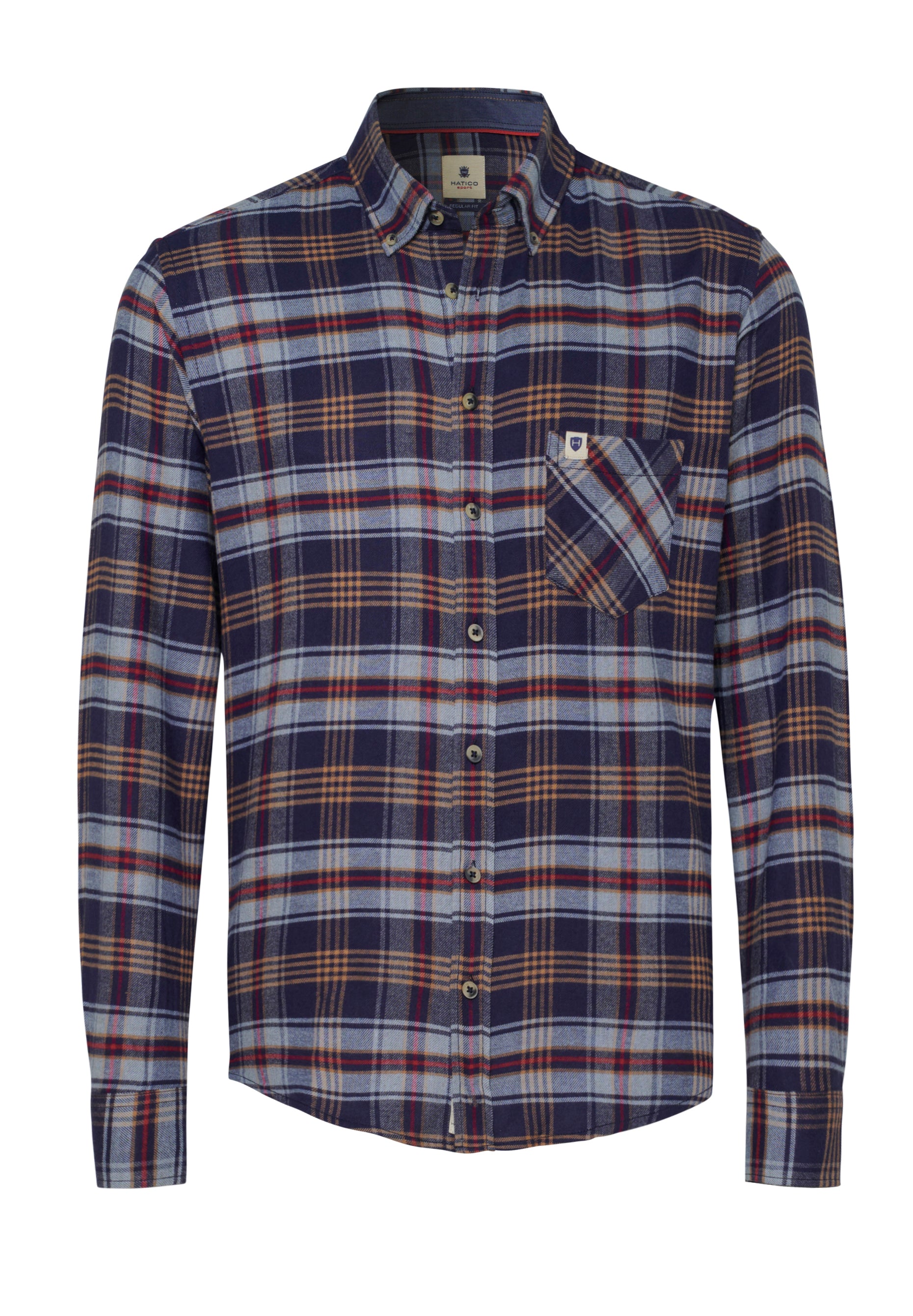 D70003-31203 HATICO- Sport Hemd Regular Fit Langarm 156 karo dunkelblau
