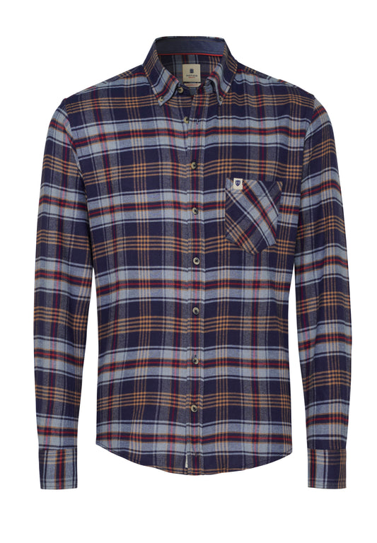D70003-71203 HATICO- Sport Hemd Modern Fit Langarm 156 karo dunkelblau